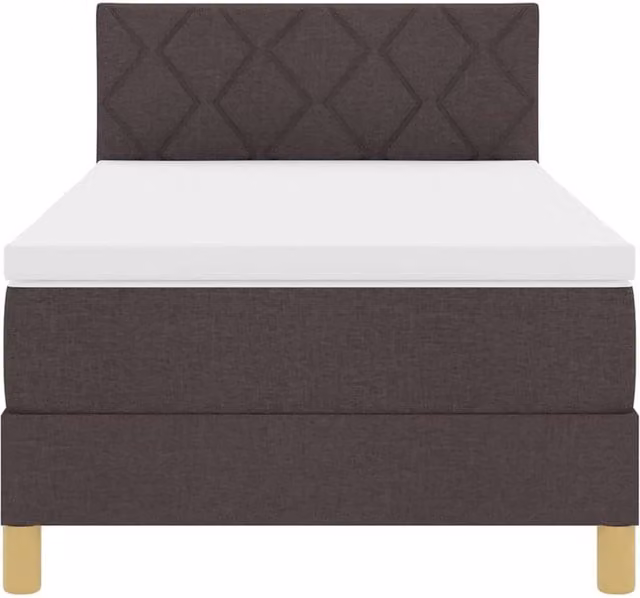 Cama Box Spring SYFAX con cabecera de tela marrón, iluminación LED bajo la cama y puerto de carga USB, An/P/Al: 90 x 190 cm