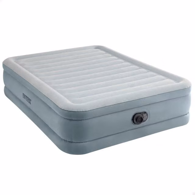 Colchón hinchable doble Intex Premium Comfort Queen en gris y multicolor con superficie de terciopelo, An/P/Al: 203 x 152 x 46 cm