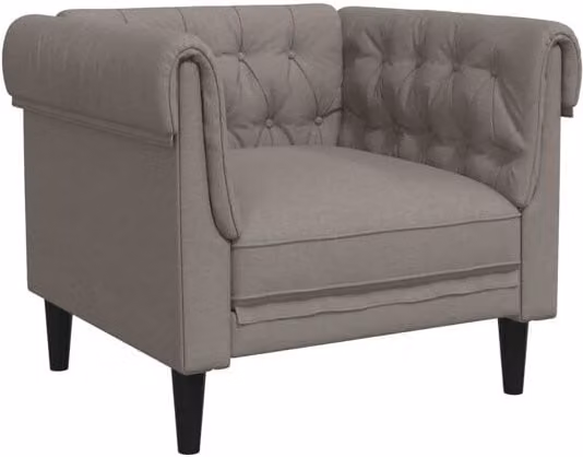 Sillón Chesterfield vidaXL de tela gris taupé con estructura de madera y espuma