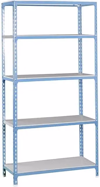 Estantería metálica industrial Simonrack con 5 baldas ajustables en color azul y plata, Al x An x Pr: 180 x 90 x 50 cm