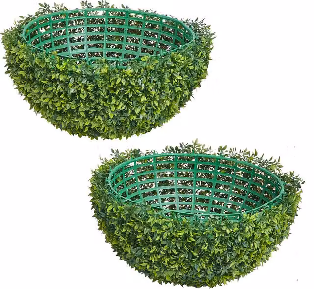 Bola topiaria de boj artificial MOPHORN para exterior e interior, diseño de semiesfera realista en color verde, An/P/Al: 58,4 x 58,4 x 58,4 cm