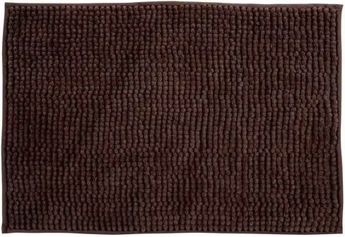 Alfombra de baño de chenille y microfibra MSV, color marrón chocolate, antideslizante y de secado rápido, An/P: 60 x 90 cm