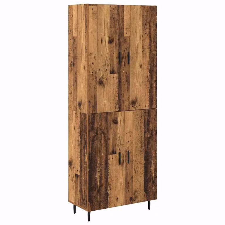 Set de 2 aparadores altos vidaXL de madera envejecida y metal en color marrón para salón o comedor, An/P/Al: 69,5 x 34 x 180 cm