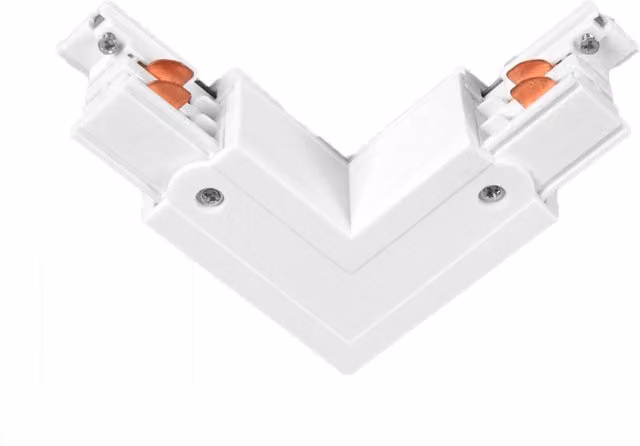 Conector de esquina en L derecha para carril de 4 vías trifásico F-BRIGHT en color blanco o negro