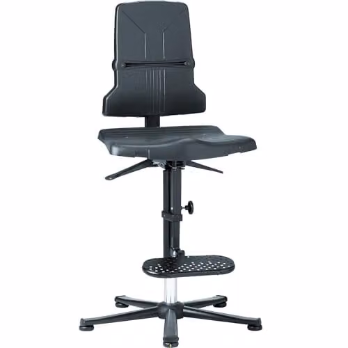 Silla de trabajo giratoria Bimos Sintec ESD en negro y gris con materiales de plástico y metal