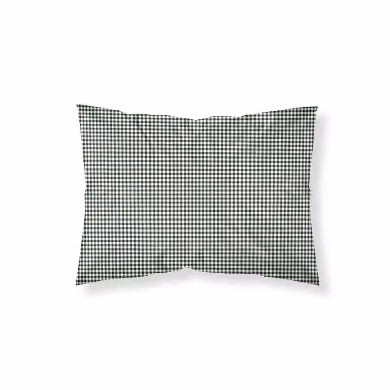 Funda de almohada de algodón de 200 hilos con diseño de cuadros en color verde y terracota, An/P/Al: 80 x 80 cm