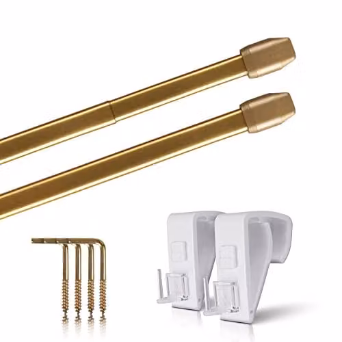 Pack de 2 barras de cortina extensibles Bestlivings en color latón brillante con soportes de sujeción, longitud de 40-60 cm
