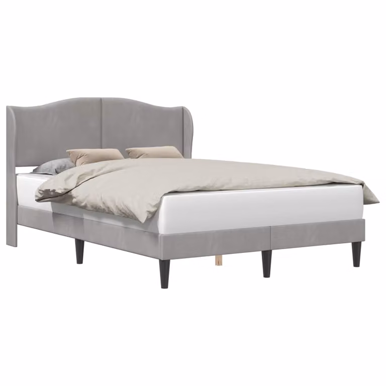 Estructura de cama tapizada vidaXL en terciopelo gris de 160 x 200 cm