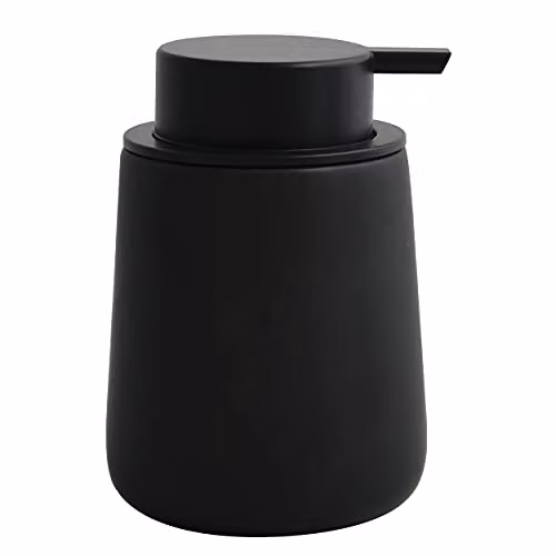 Dispensador de jabón de cerámica MSV Maonie negro mate con bomba recargable