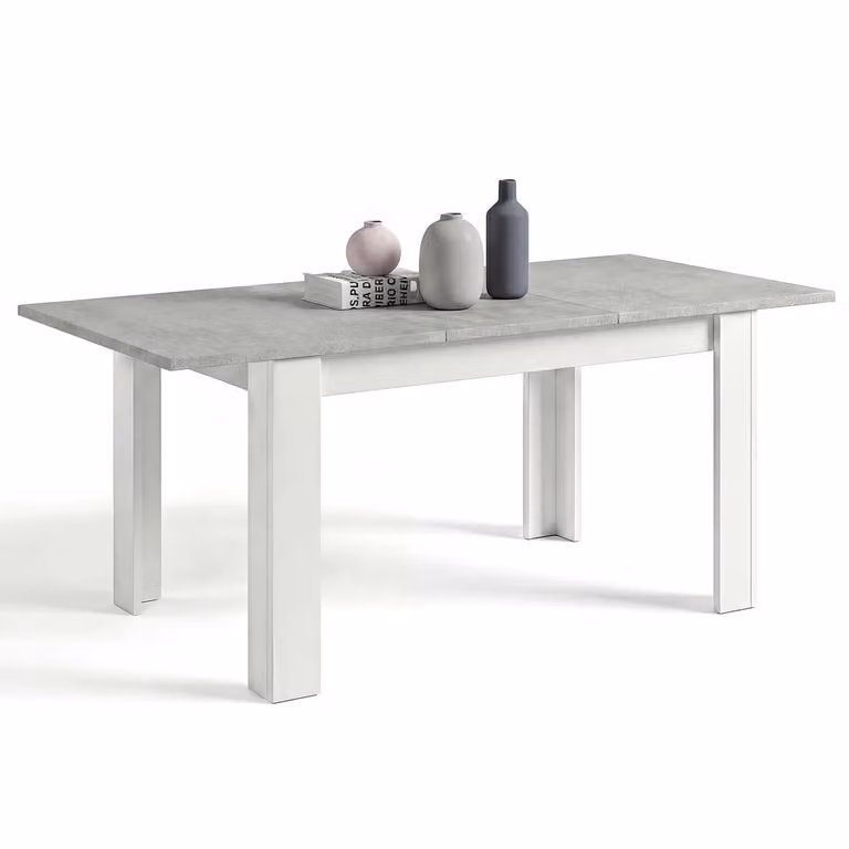 Mesa de comedor extensible Sira de DUEHOME en blanco y gris con acabado mate An/P/Al: 140-190 x 90 x 78 cm