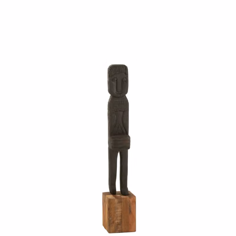 Estatua abstracta moderna Boro de J-line en madera negra An/P/Al: 20 x 20 x 115 cm