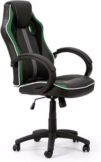 Sillón de oficina ejecutivo Rayan de VS VENTA-STOCK, elevable y reclinable, tapizado en piel sintética, color negro y verde