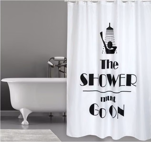 Cortina de baño MSV Prem. Shower' de poliéster en color blanco, An/Al: 180 x 200 cm