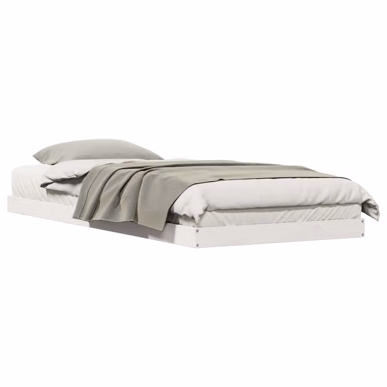 Estructura de cama de suelo vidaXL en madera de pino macizo blanca, An/P/Al: 80 x 220 cm