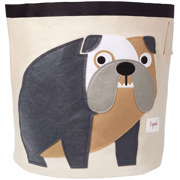 Bolsa de tela para juguetes de bulldog 3 Sprouts color gris con asas para niños An/P/Al: 44,5 x 43,2 cm