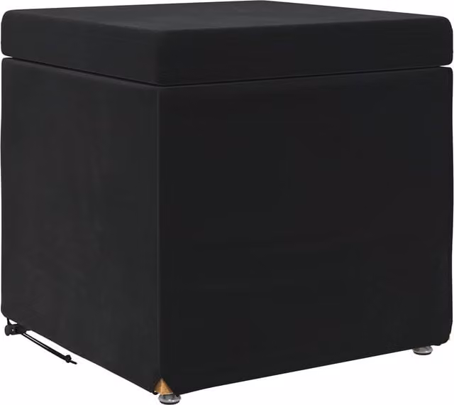 Taburete moderno SYFAX en terciopelo negro y madera, An/P/Al: 41 x 41 x 40 cm