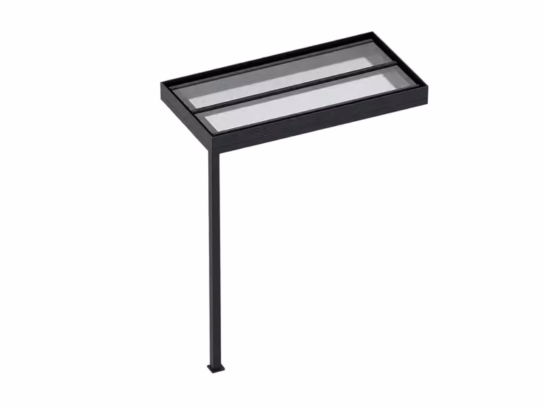 Marquesina para puerta de aluminio y policarbonato con poste NORADO, color gris antracita, An: 160 cm, Pr: 90 cm, Al: 238 cm