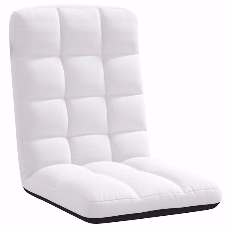 Silla de suelo plegable de tela blanca vidaXL An/P/Al: 71 x 51 x 62 cm