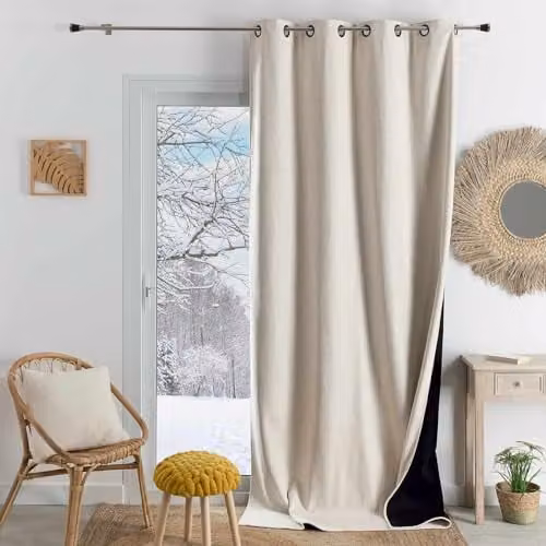 Cortina térmica y termoacústica HomeMaison blanca con ojales An/P/Al: 140 x 180 cm