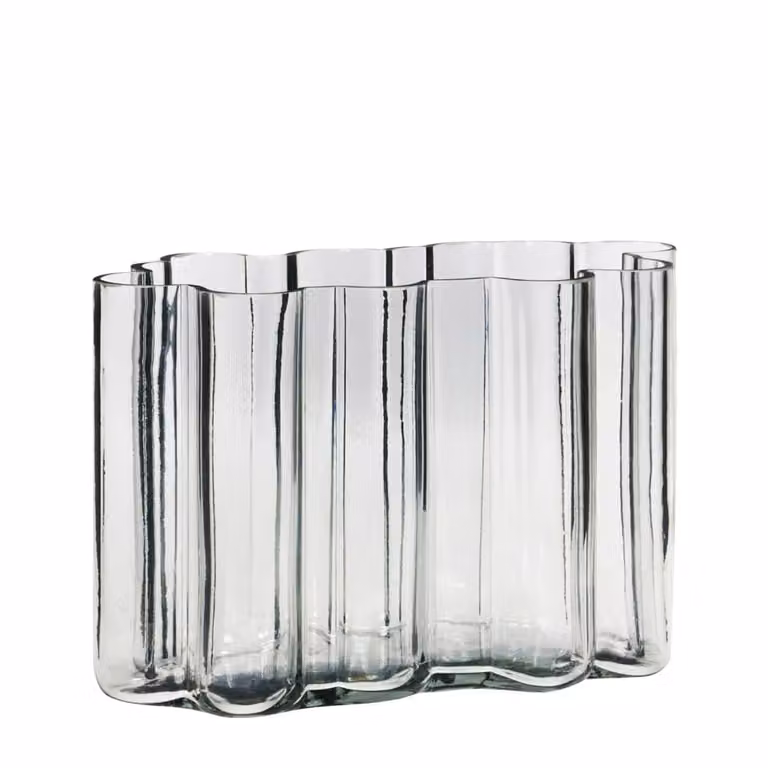 Jarrón de cristal redondo y transparente Hübsch para mesa con diseño moderno