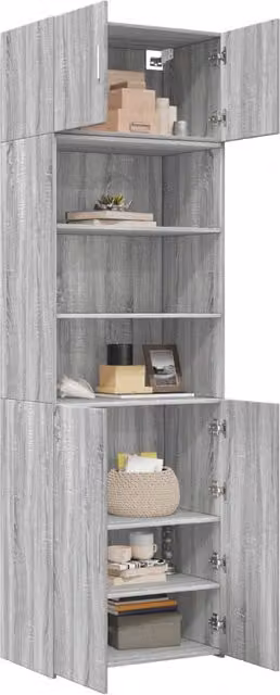 Armario de pared SYFAX en madera MDF gris mate con puertas batientes y estantes internos An/P/Al: 70 x 42,5 x 225 cm