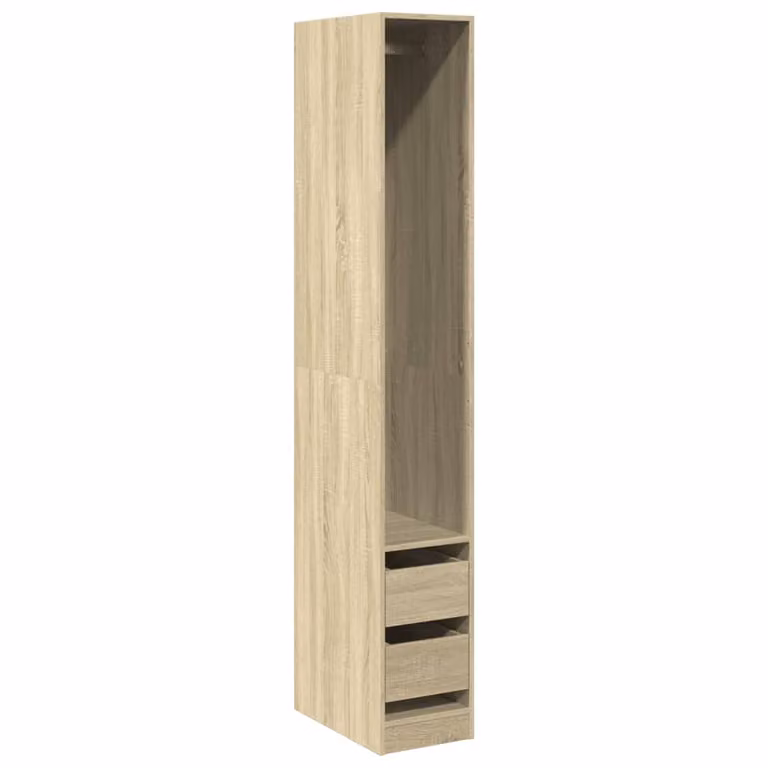 Armario de madera vidaXL con cajones y barra para colgar en color roble Sonoma, An/P/Al: 30 x 50 x 200 cm