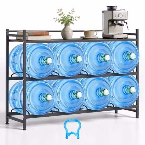 Estante de metal VEVOR para garrafas de agua de 3 niveles y 8 compartimentos, color negro, An/P/Al: 120 x 33 x 82.8 cm
