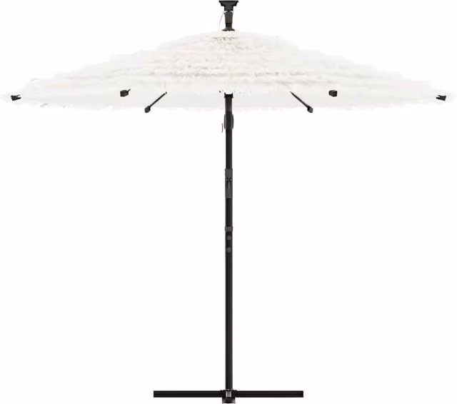 Sombrilla de jardín SYFAX blanca con poste de acero y cubierta de poliéster An/P/Al: 269 x 269 x 235 cm