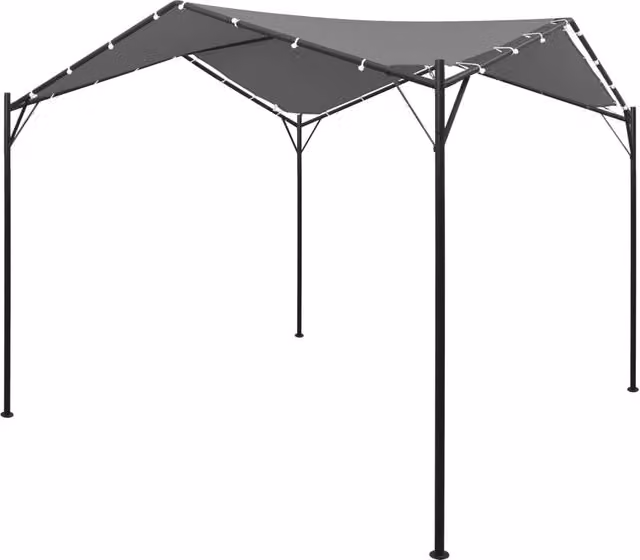 Cenador SYFAX moderno de acero y poliéster en color gris antracita, An/P: 4 x 4 m, Altura: 2,60 m