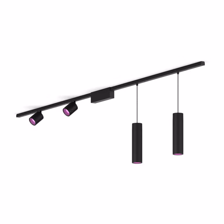 Kit de iluminación Philips Hue Perifo con base de techo recta y riel en color negro