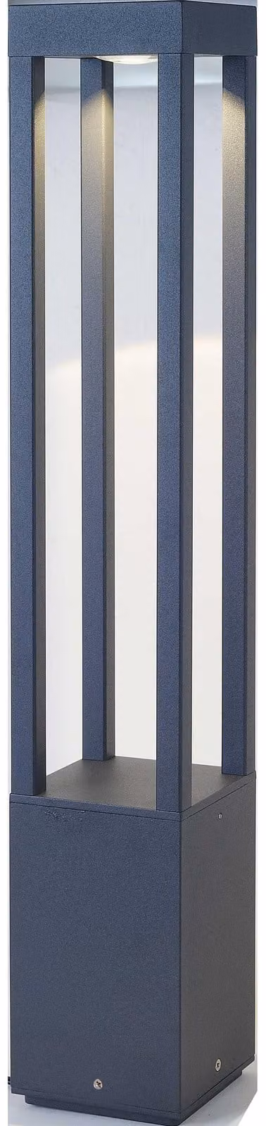 Poste de luz LED AGRA 650 de Faro Barcelona en color gris con luz blanca cálida 2700K para jardín
