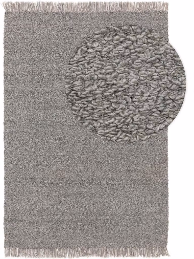 Alfombra reversible Benuta de poliéster con flecos en color gris, An/P: 120 x 170 cm
