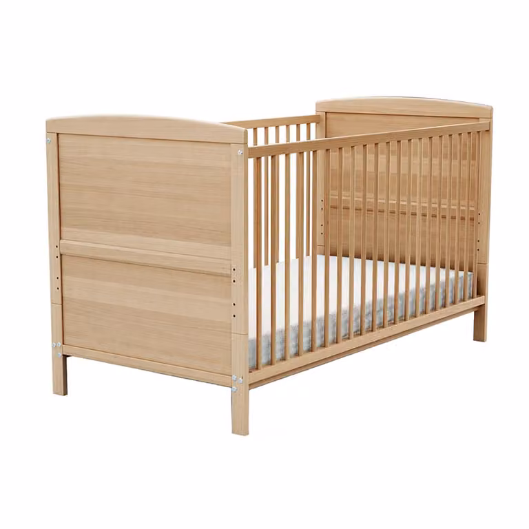 Cuna evolutiva para bebé de madera de haya maciza con acabado lacado en blanco o beige, estilo escandinavo, An/P/Al: 144 x 70 x 86,5 cm