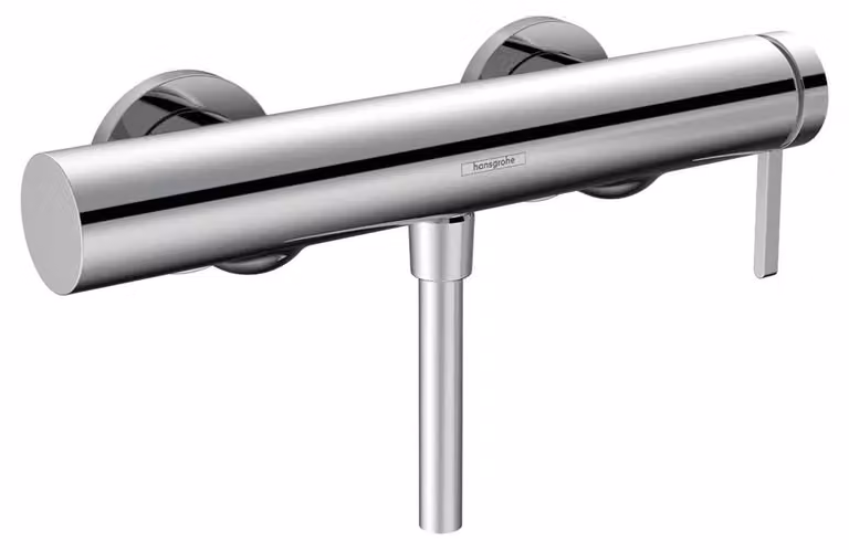 Mezclador monomando de ducha visto Hansgrohe Finoris con acabado cromado y cartucho cerámico