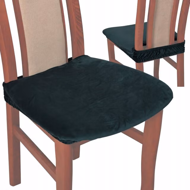 Funda de terciopelo elástica para asiento de silla Tess en color verde