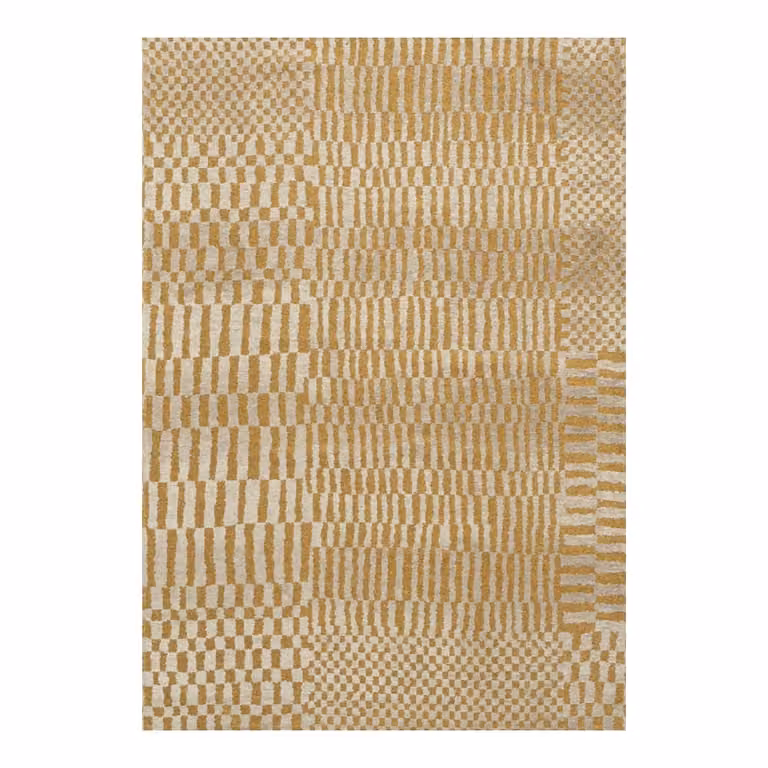 Alfombra lavable Louis de Poortere Berber de estilo marroquí y diseño minimalista en color amarillo para interior o exterior, An/P: 80 x 150 cm