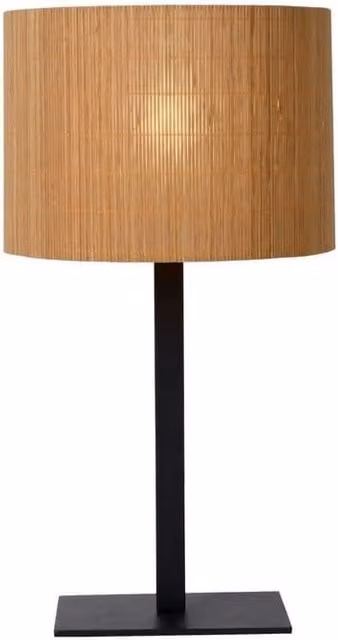 Lámpara de mesa Lucide Magius en color beige con acabado de ratán y metal, diámetro: 28 cm, casquillo e27