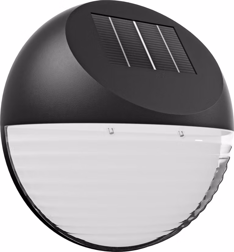 Pack de 6 luces LED solares de pared NORTHIX con sensor de luz automático y colores RGB en color negro para jardín y escalones