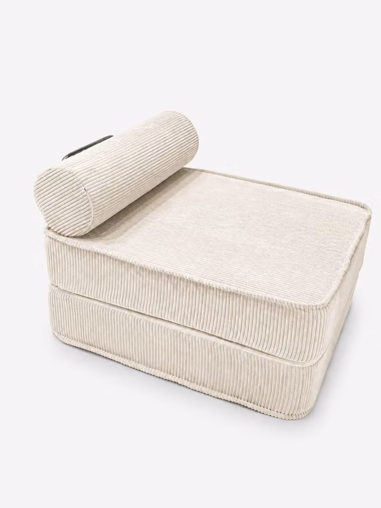 Chaiselongue compacta SURB en pana beige con estructura de metal y fundas extraíbles An/P/Al: 95 x 80 x 60 cm