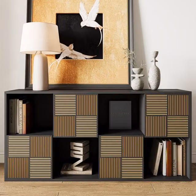 Estantería de almacenamiento DREAMMESPACE de madera estilo industrial en negro mate, An/P/Al: 125 x 30 x 60 cm