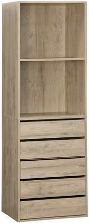 Módulo de armario moderno Sweeek con estantes y cajones internos en acabado madera mate, An/P/Al: 60 x 45 x 180 cm
