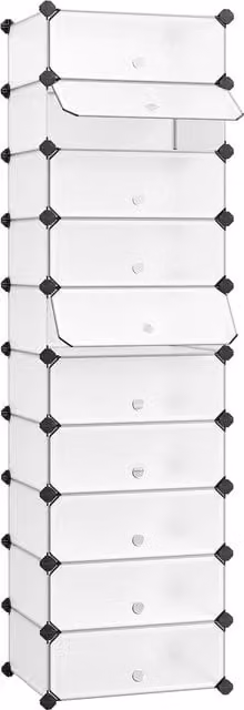 Zapatero modular Songmics de 10 cubos con estantería de metal y plástico en color blanco para dormitorio o salón