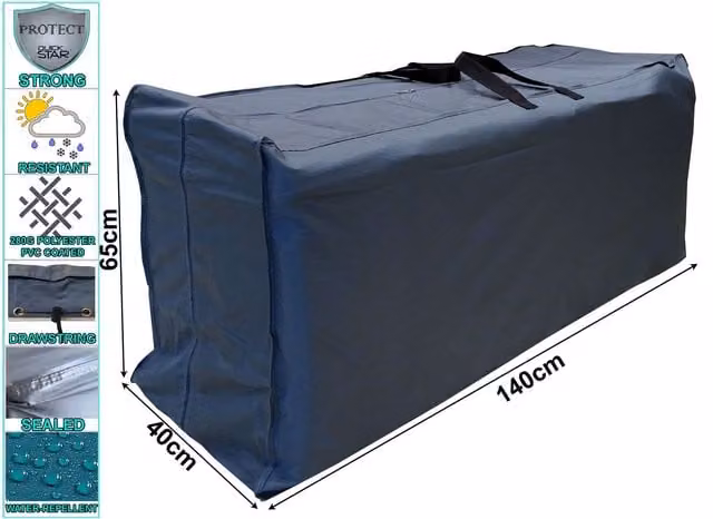 Funda protectora QUICK-STAR para 4 tumbonas o 10 cojines de sillón, impermeable, gris, An/P/Al: 140 x 40 x 65 cm