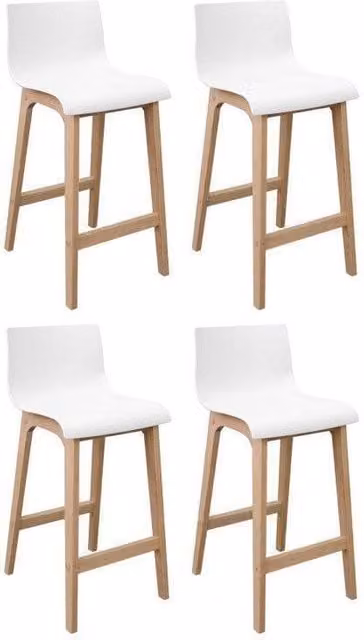 Conjunto de taburetes de bar Tanna de Mob In en madera de roble y polipiel color marrón y blanco con altura de 65 cm