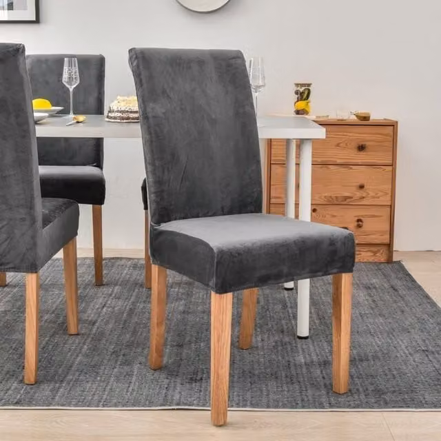 Funda de silla de comedor elástica de terciopelo LIIYIELA en gris