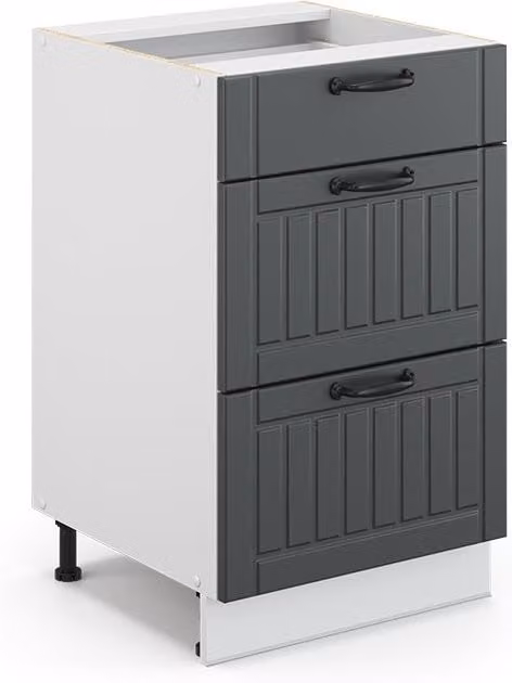 Mueble bajo de cocina Vicco Fame-Line estilo casa de campo en color antracita con puertas de cierre suave y sin encimera An: 50 cm, Al: 82 cm, P: 51,6 cm