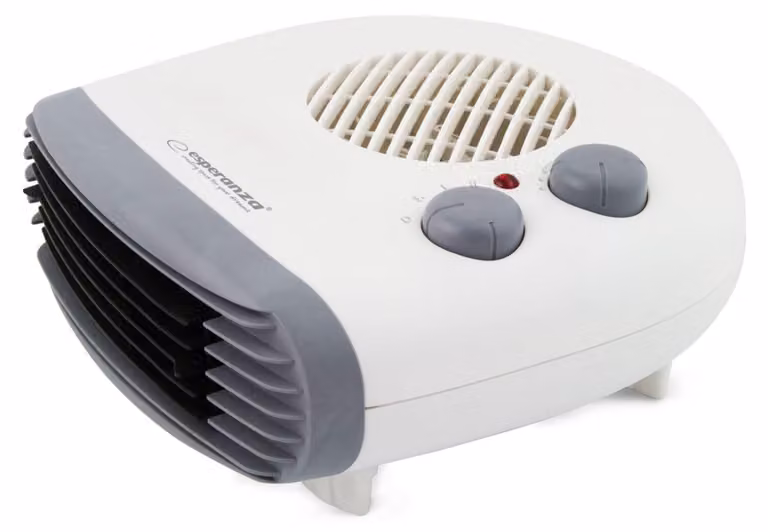 Calentador eléctrico Esperanza Sahara de 1000/2000 W en color blanco con protección contra sobrecalentamiento y termostato