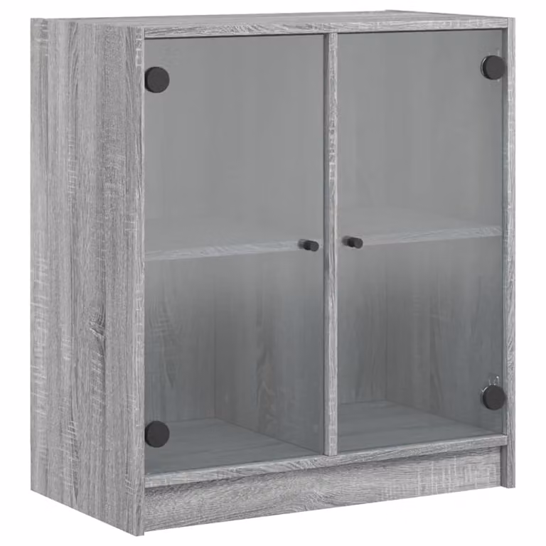 Armario auxiliar vidaXL con puertas de vidrio en color gris Sonoma, An/P/Al: 68 x 37 x 75,5 cm
