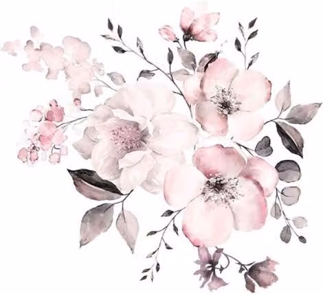 Adhesivo de pared autoadhesivo ULISEM con diseño floral vintage de plantas primaverales en rosa pálido, An/P: 30 x 30 cm