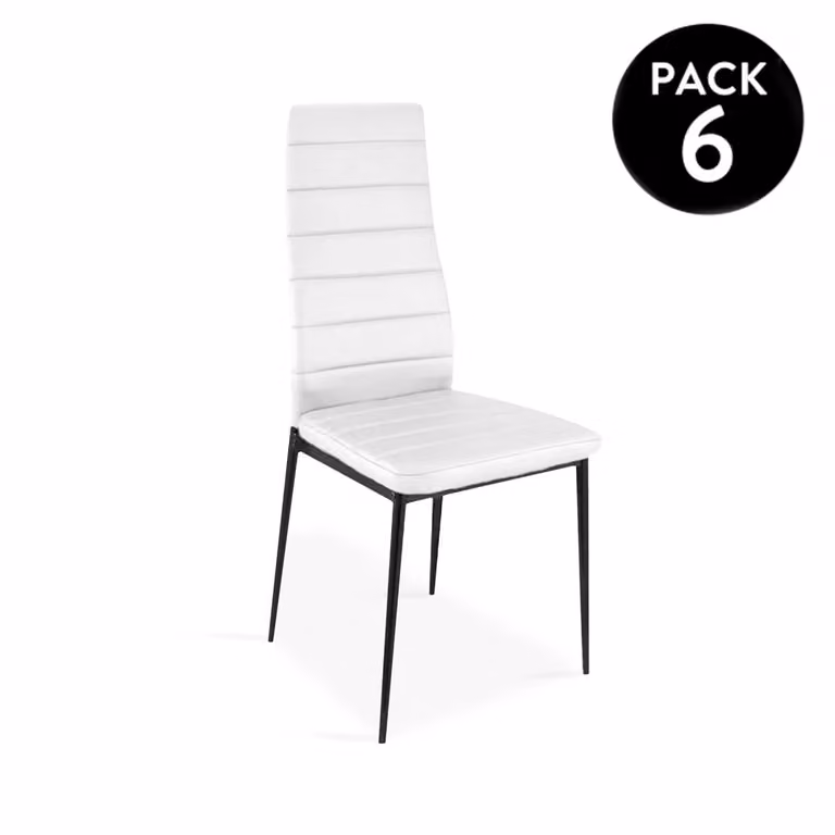 Pack de 6 sillas de comedor Homesouth Emi en símil piel blanco y negro An/P/Al: 44 x 42 x 96 cm